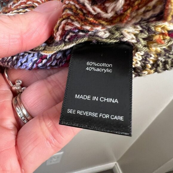 Ali Miles Crochet Cardigan Sweater Size Small Open Front Colorful Art to Wear - Picture 11 of 12